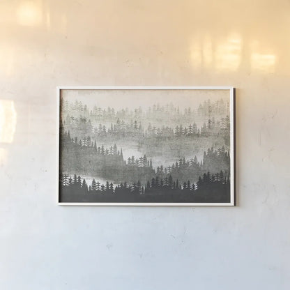 Mountainscape Silver by Michael Mullan. shown as a paper print in a white frame. Available as a archival giclee rolled canvas, fine art paper, or poster print. SKU 22467i.