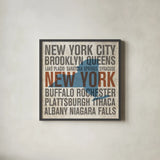 New York V2 by Michael Mullan. Shown in a sleek black glass frame for a contemporary gallery look. Available as an archival giclee rolled canvas, fine art paper, or poster print. SKU 18070a.