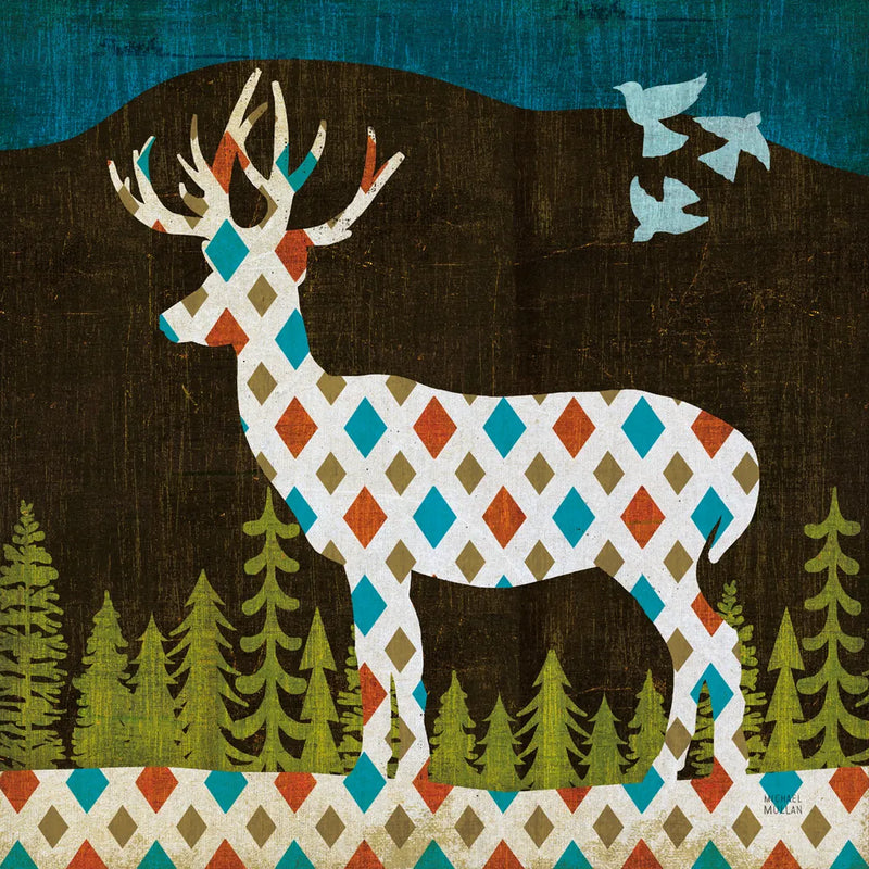 Nighttime Dwellers Deer by Michael Mullan. SKU 50520a. Archival Giclee Fine art print for wall decor.