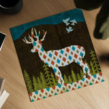 Nighttime Dwellers Deer by Michael Mullan. Shown as a detailed flat fine art print, highlighting archival giclee quality. Available as an archival giclee rolled canvas, fine art paper, or poster print. SKU 50520a.