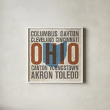 Ohio by Michael Mullan. Shown in a crisp white glass frame for a clean and minimalist style. Available as an archival giclee rolled canvas, fine art paper, or poster print. SKU 18072a.