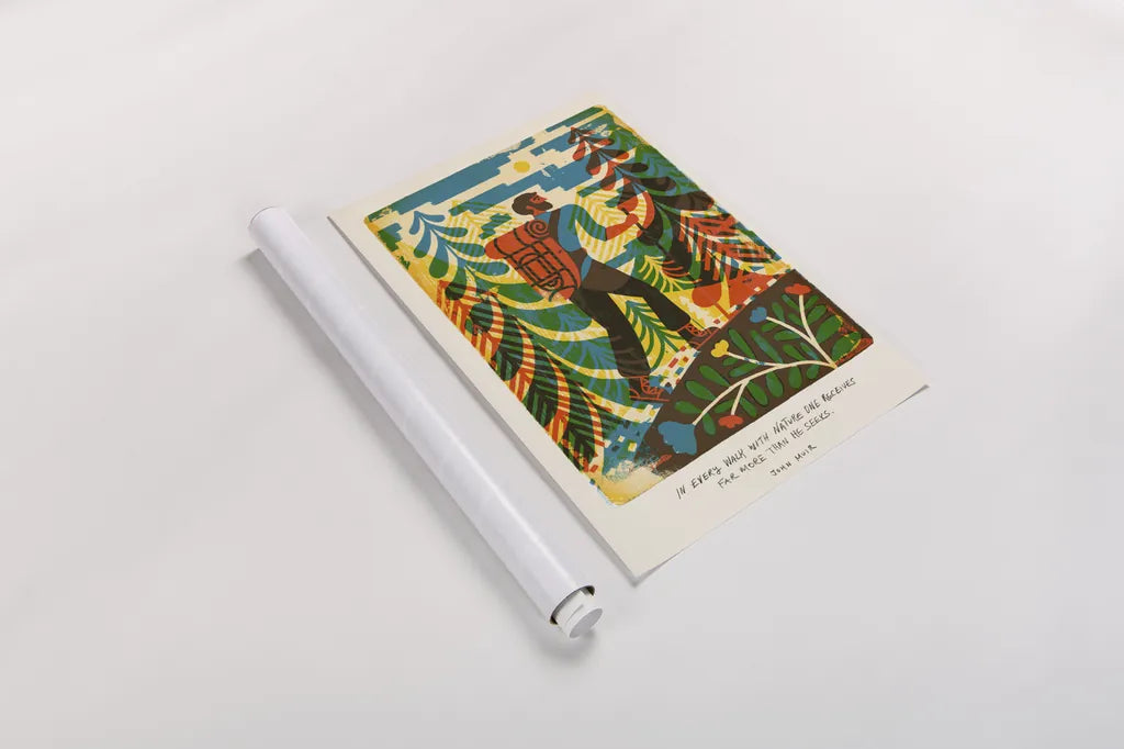 Outdoor Adventure I by Michael Mullan. shown as a rolled paper print. Available as archival giclee rolled canvas, fine art paper, or poster print. SKU 101001h.