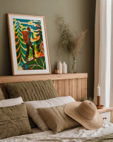 Outdoor Adventure I by Michael Mullan. shown as a paper print in a natural frame. Available as a archival giclee rolled canvas, fine art paper, or poster print. SKU 101001h.
