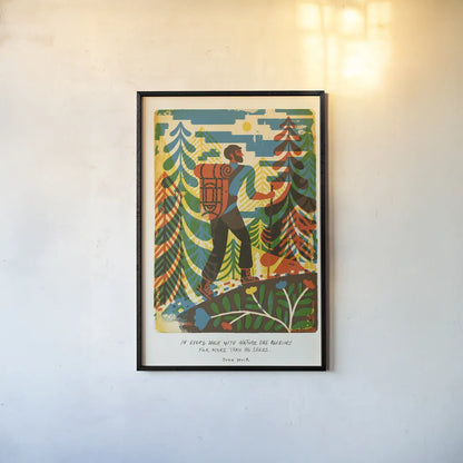 Outdoor Adventure I by Michael Mullan. shown as a paper print in a black flame. Available as a archival giclee rolled canvas, fine art paper, or poster print. SKU 101001h.