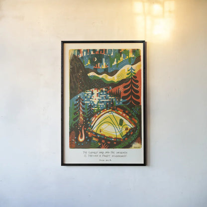 Outdoor Adventure II by Michael Mullan. shown as a paper print in a black flame. Available as a archival giclee rolled canvas, fine art paper, or poster print. SKU 101002h.