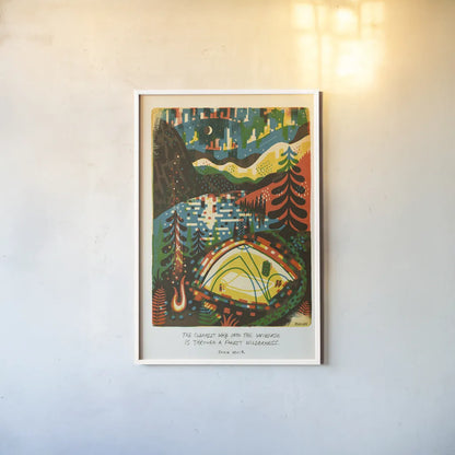 Outdoor Adventure II by Michael Mullan. shown as a paper print in a white frame. Available as a archival giclee rolled canvas, fine art paper, or poster print. SKU 101002h.