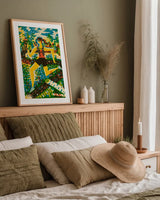 Outdoor Adventure III by Michael Mullan. shown as a paper print in a natural frame. Available as a archival giclee rolled canvas, fine art paper, or poster print. SKU 101003h.