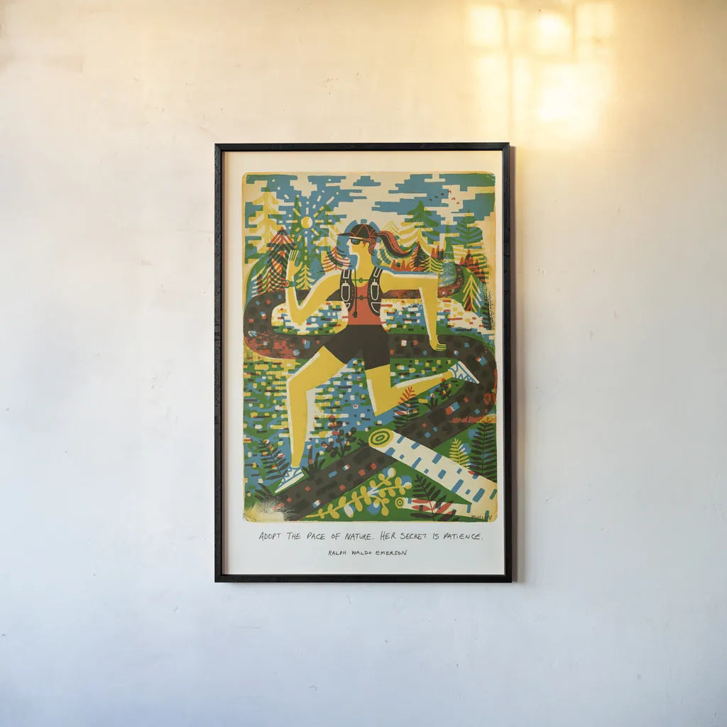 Outdoor Adventure III by Michael Mullan. shown as a paper print in a black flame. Available as a archival giclee rolled canvas, fine art paper, or poster print. SKU 101003h.