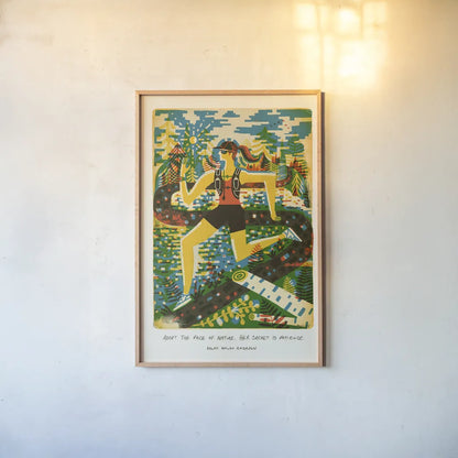 Outdoor Adventure III by Michael Mullan. shown as a paper print in a natural frame. Available as a archival giclee rolled canvas, fine art paper, or poster print. SKU 101003h.