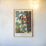 Outdoor Adventure IV by Michael Mullan. shown as a paper print in a natural frame. Available as a archival giclee rolled canvas, fine art paper, or poster print. SKU 101004h.