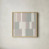 Pastel Abstract by Michael Mullan. Shown in a natural wood glass frame for a timeless modern aesthetic. Available as an archival giclee rolled canvas, fine art paper, or poster print. SKU 33781a.