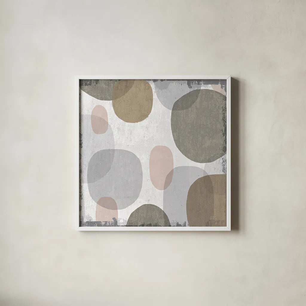 Pastel Drips I by Michael Mullan. Shown in a crisp white glass frame for a clean and minimalist style. Available as an archival giclee rolled canvas, fine art paper, or poster print. SKU 33783a.