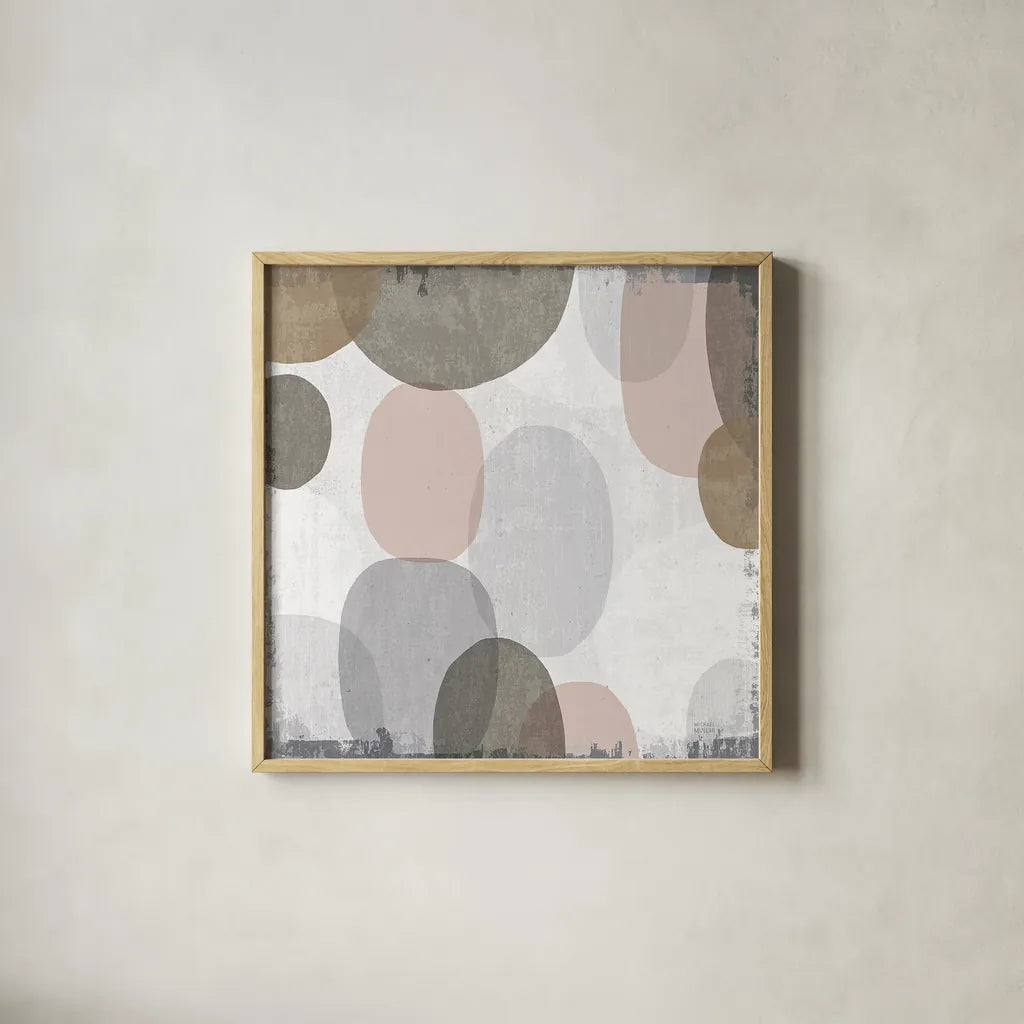 Pastel Drips II by Michael Mullan. Shown in a natural wood glass frame for a timeless modern aesthetic. Available as an archival giclee rolled canvas, fine art paper, or poster print. SKU 33784a.