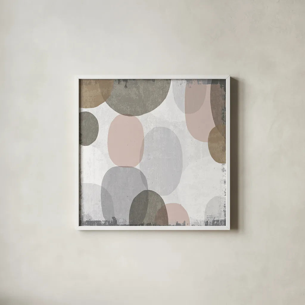 Pastel Drips II by Michael Mullan. Shown in a crisp white glass frame for a clean and minimalist style. Available as an archival giclee rolled canvas, fine art paper, or poster print. SKU 33784a.