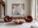 Pastel Drips II by Michael Mullan. Shown as extra-large giant wall art in a modern living room. Available as an archival giclee rolled canvas, fine art paper, or poster print. SKU 33784a.