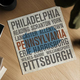 Pennsylvania by Michael Mullan. Shown as a detailed flat fine art print, highlighting archival giclee quality. Available as an archival giclee rolled canvas, fine art paper, or poster print. SKU 18073a.