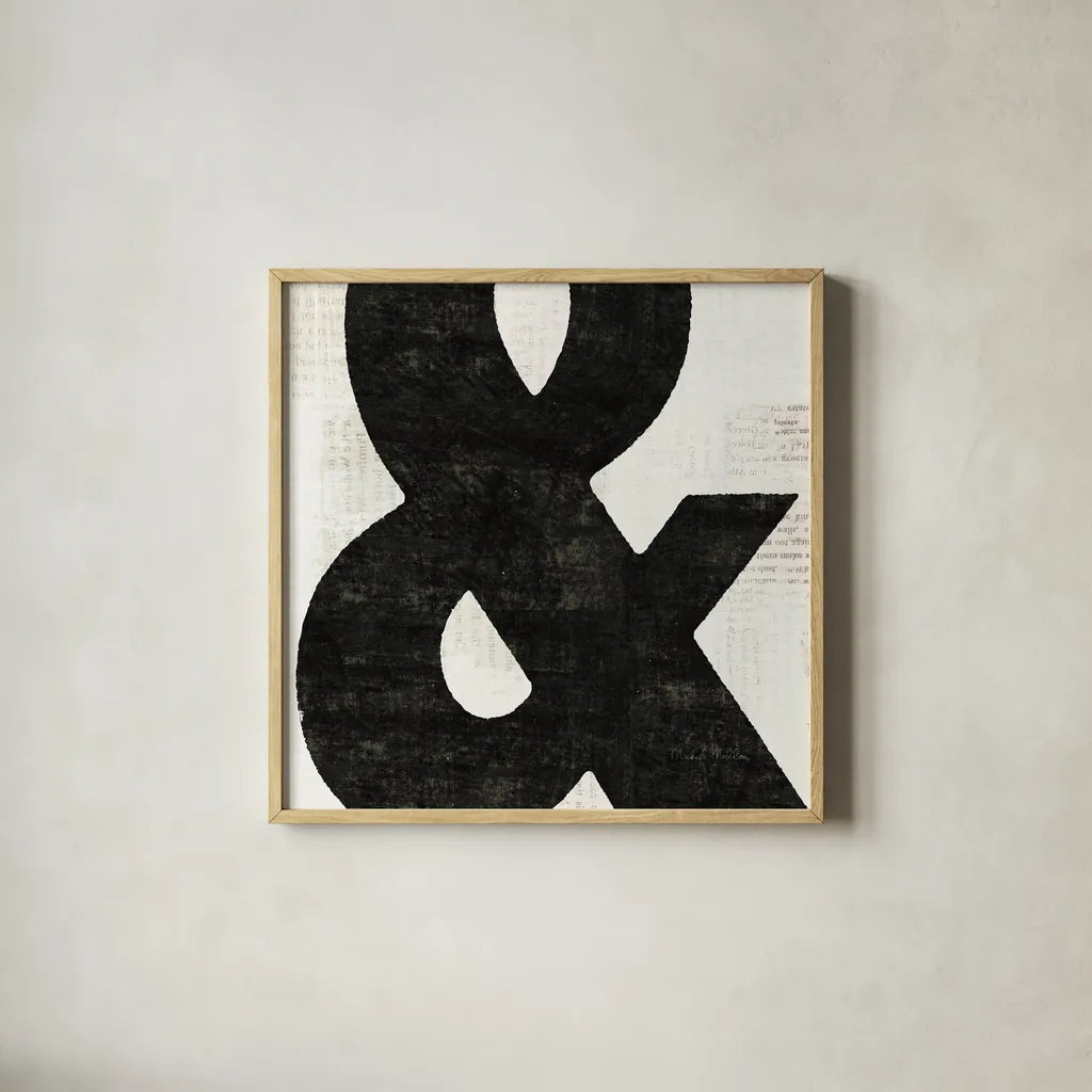 Punctuated Black Square  III by Michael Mullan. Shown in a natural wood glass frame for a timeless modern aesthetic. Available as an archival giclee rolled canvas, fine art paper, or poster print. SKU 9039a.