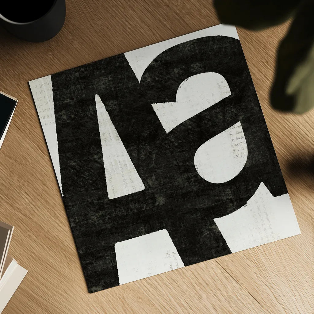 Punctuated Black Square I by Michael Mullan. Shown as a detailed flat fine art print, highlighting archival giclee quality. Available as an archival giclee rolled canvas, fine art paper, or poster print. SKU 50692a.