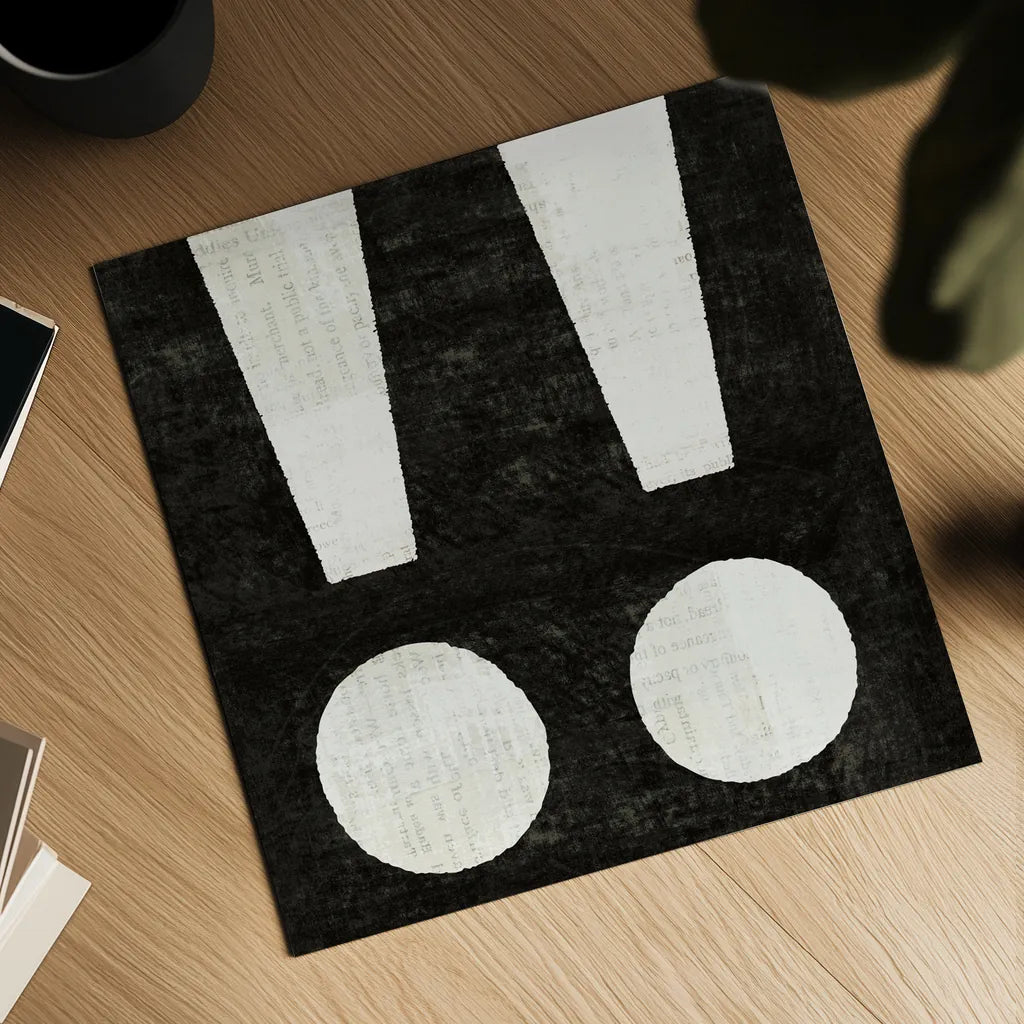 Punctuated Black Square II by Michael Mullan. Shown as a detailed flat fine art print, highlighting archival giclee quality. Available as an archival giclee rolled canvas, fine art paper, or poster print. SKU 50693a.