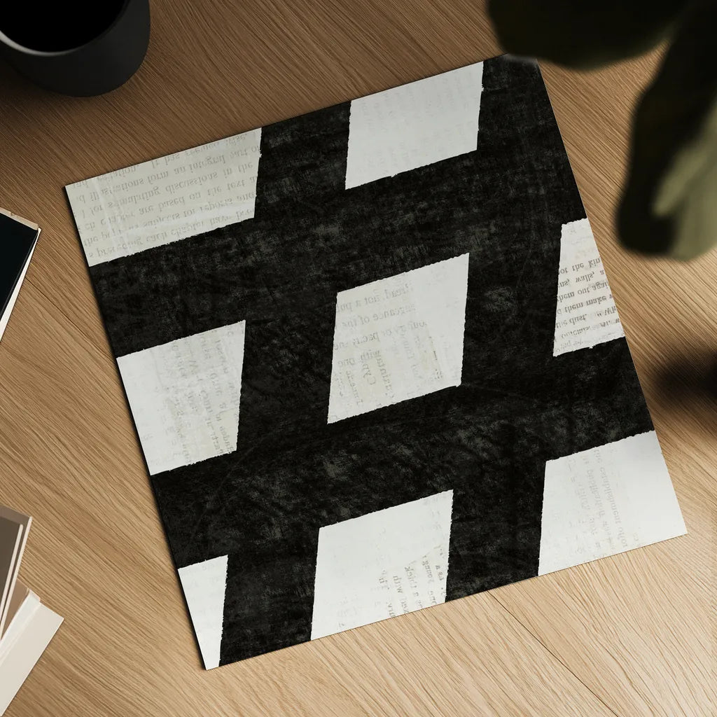 Punctuated Black Square IX by Michael Mullan. Shown as a detailed flat fine art print, highlighting archival giclee quality. Available as an archival giclee rolled canvas, fine art paper, or poster print. SKU 50694a.