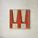 Punctuated Square I Retro by Michael Mullan. Shown in a natural wood glass frame for a timeless modern aesthetic. Available as an archival giclee rolled canvas, fine art paper, or poster print. SKU 50658a.