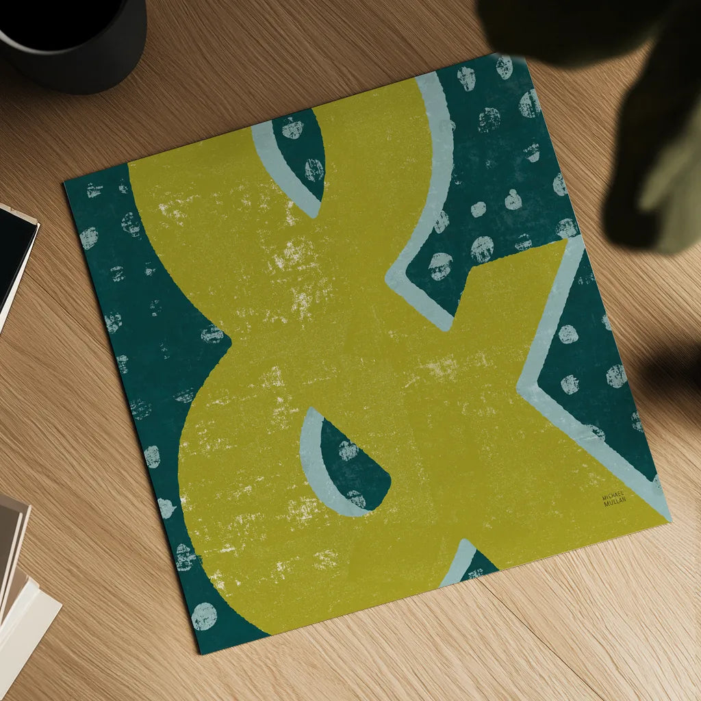 Punctuated Square II Retro by Michael Mullan. Shown as a detailed flat fine art print, highlighting archival giclee quality. Available as an archival giclee rolled canvas, fine art paper, or poster print. SKU 50659a.