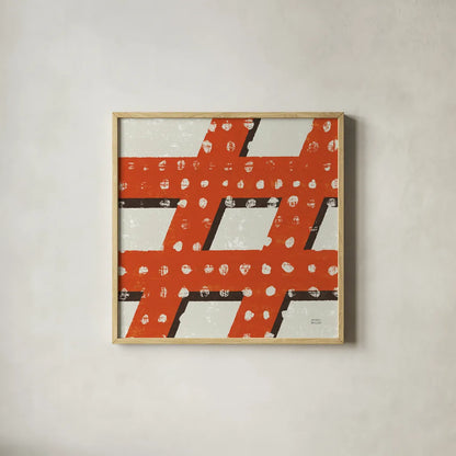 Punctuated Square IV Retro by Michael Mullan. Shown in a natural wood glass frame for a timeless modern aesthetic. Available as an archival giclee rolled canvas, fine art paper, or poster print. SKU 9035a.