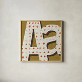 Punctuated Square IX Retro by Michael Mullan. Shown in a natural wood glass frame for a timeless modern aesthetic. Available as an archival giclee rolled canvas, fine art paper, or poster print. SKU 50664a.
