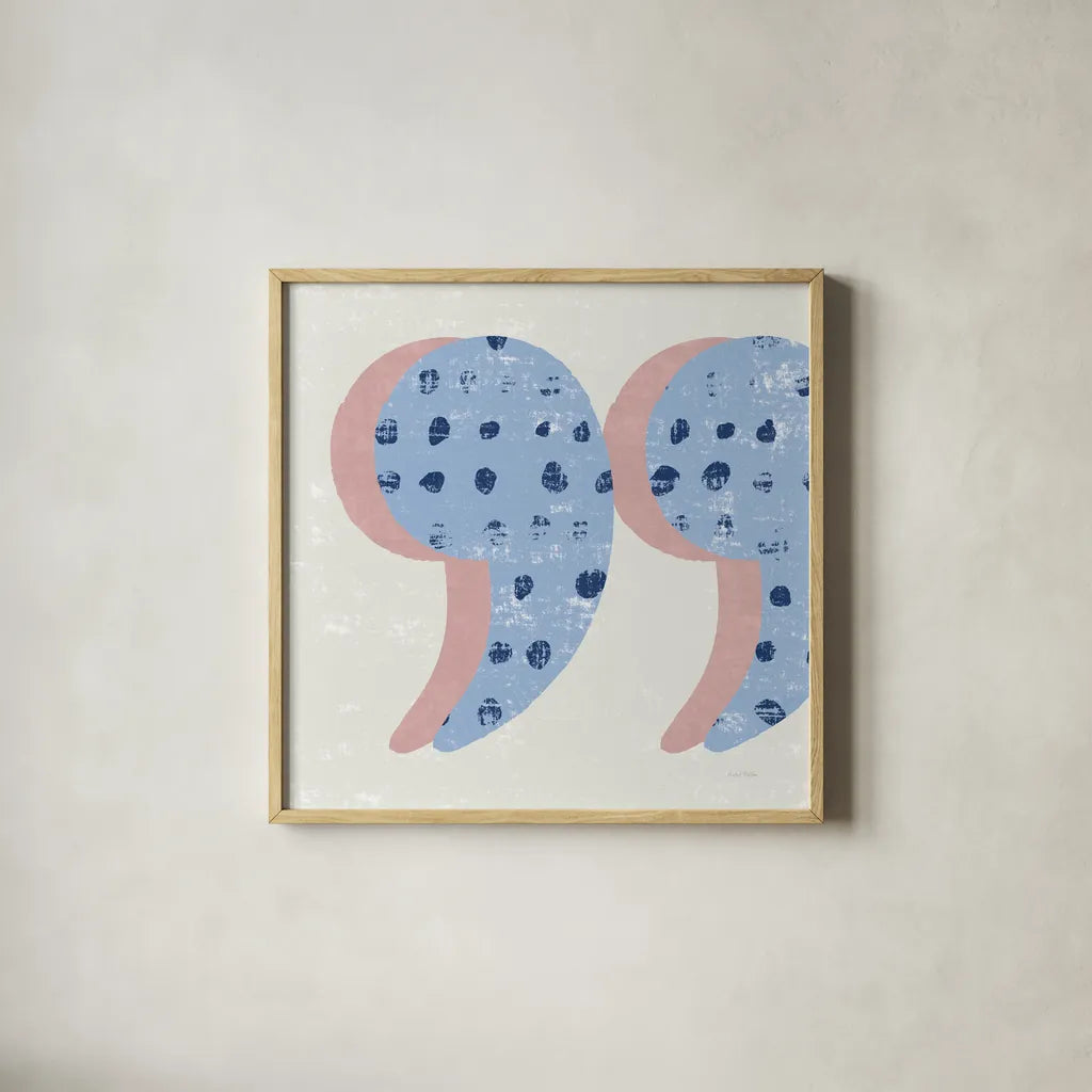 Punctuated Square V Bright by Michael Mullan. Shown in a natural wood glass frame for a timeless modern aesthetic. Available as an archival giclee rolled canvas, fine art paper, or poster print. SKU 56575a.