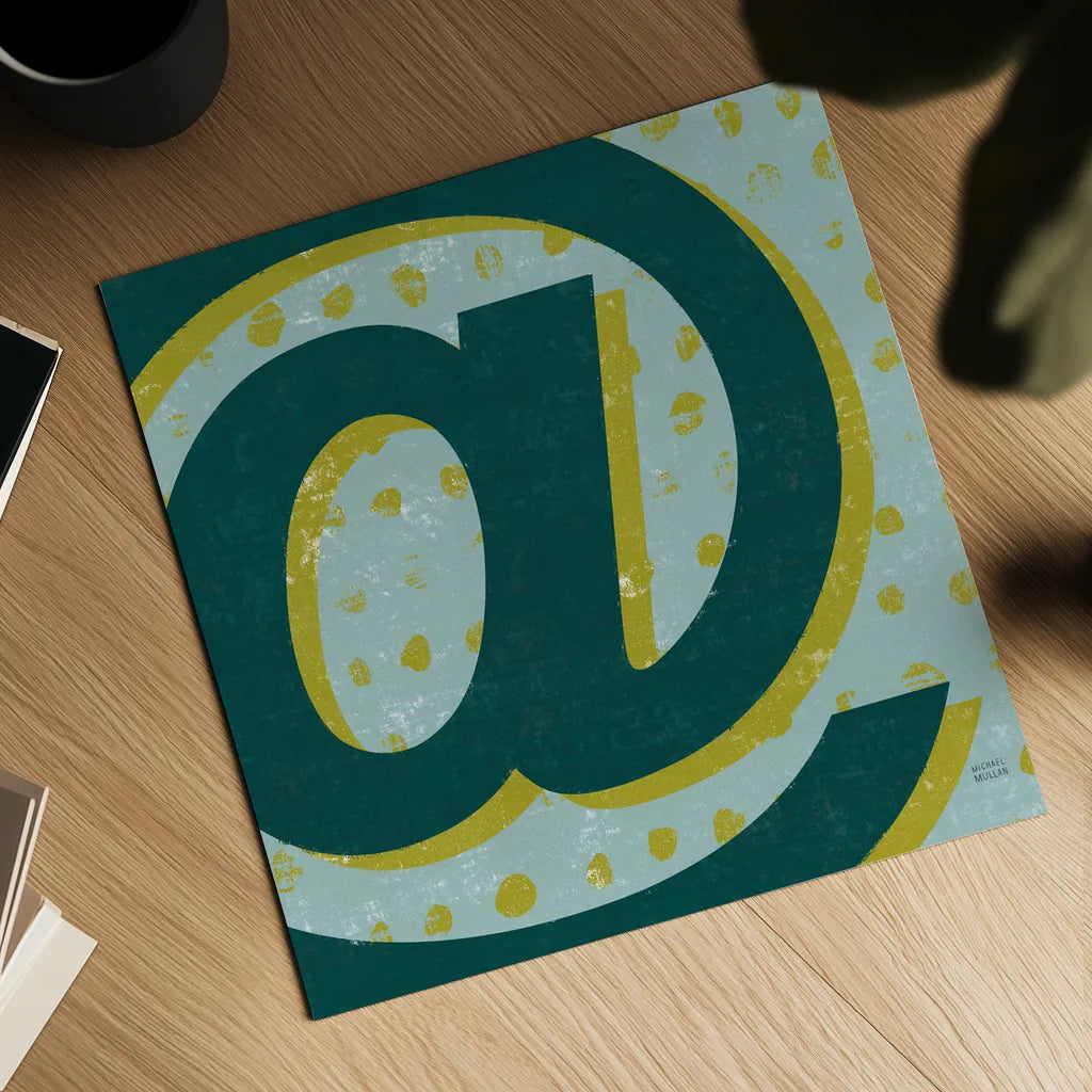 Punctuated Square V Retro by Michael Mullan. Shown as a detailed flat fine art print, highlighting archival giclee quality. Available as an archival giclee rolled canvas, fine art paper, or poster print. SKU 50661a.