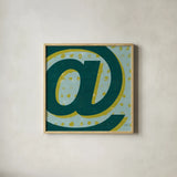 Punctuated Square V Retro by Michael Mullan. Shown in a natural wood glass frame for a timeless modern aesthetic. Available as an archival giclee rolled canvas, fine art paper, or poster print. SKU 50661a.