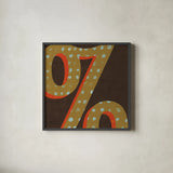 Punctuated Square VI - Retro by Michael Mullan. Shown in a sleek black glass frame for a contemporary gallery look. Available as an archival giclee rolled canvas, fine art paper, or poster print. SKU 9037a.