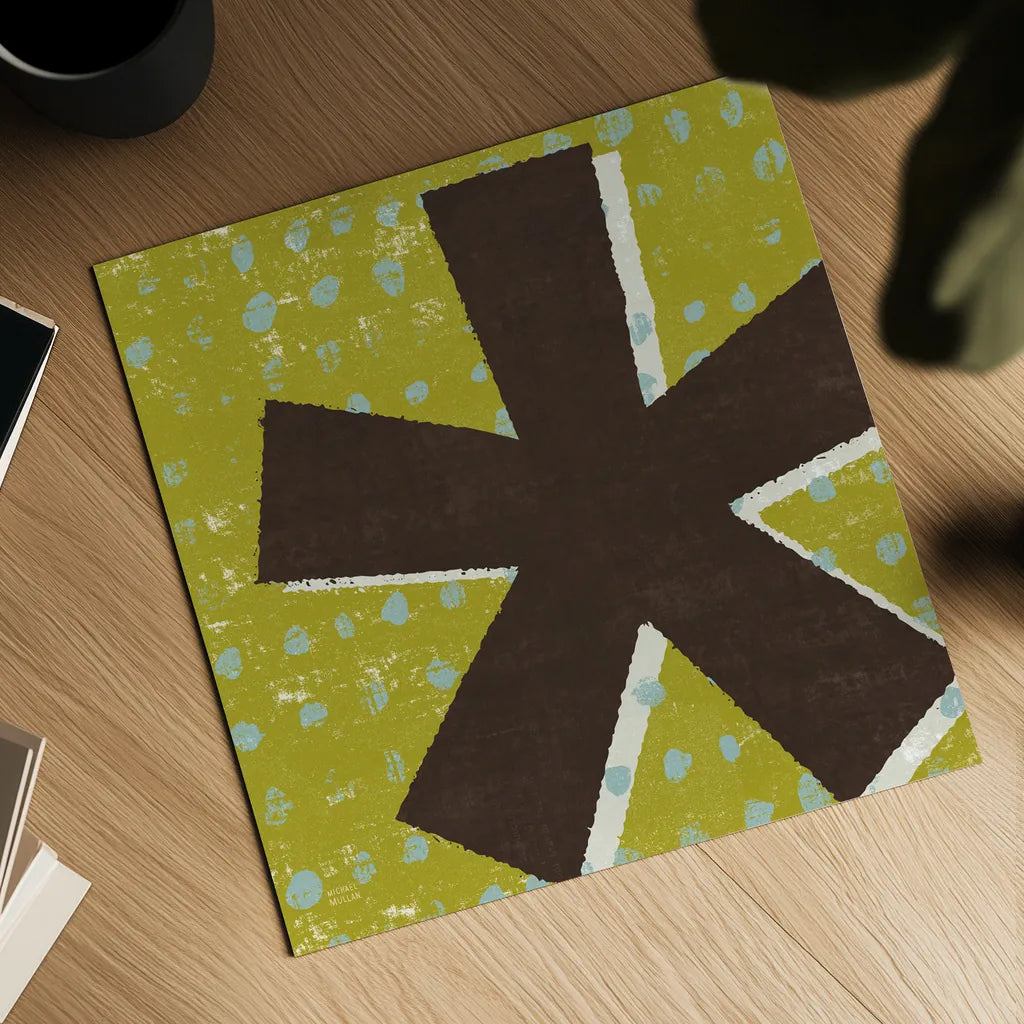 Punctuated Square VII Retro by Michael Mullan. Shown as a detailed flat fine art print, highlighting archival giclee quality. Available as an archival giclee rolled canvas, fine art paper, or poster print. SKU 50662a.