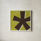 Punctuated Square VII Retro by Michael Mullan. Shown in a crisp white glass frame for a clean and minimalist style. Available as an archival giclee rolled canvas, fine art paper, or poster print. SKU 50662a.