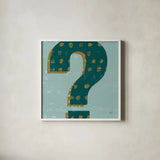 Punctuated Square VIII Retro by Michael Mullan. Shown in a crisp white glass frame for a clean and minimalist style. Available as an archival giclee rolled canvas, fine art paper, or poster print. SKU 50663a.