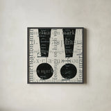 Punctuated Text I by Michael Mullan. Shown in a sleek black glass frame for a contemporary gallery look. Available as an archival giclee rolled canvas, fine art paper, or poster print. SKU 9046a.