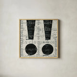 Punctuated Text I by Michael Mullan. Shown in a natural wood glass frame for a timeless modern aesthetic. Available as an archival giclee rolled canvas, fine art paper, or poster print. SKU 9046a.
