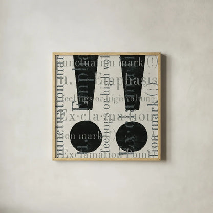 Punctuated Text I by Michael Mullan. Shown in a natural wood glass frame for a timeless modern aesthetic. Available as an archival giclee rolled canvas, fine art paper, or poster print. SKU 9046a.