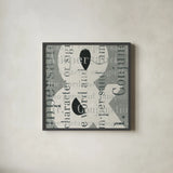 Punctuated Text II by Michael Mullan. Shown in a sleek black glass frame for a contemporary gallery look. Available as an archival giclee rolled canvas, fine art paper, or poster print. SKU 9047a.