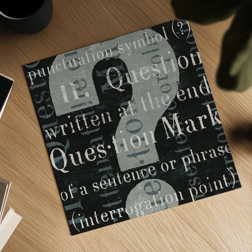 Punctuated Text IV by Michael Mullan. Shown as a detailed flat fine art print, highlighting archival giclee quality. Available as an archival giclee rolled canvas, fine art paper, or poster print. SKU 9049a.
