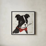 Puppy Love I by Michael Mullan. Shown in a sleek black glass frame for a contemporary gallery look. Available as an archival giclee rolled canvas, fine art paper, or poster print. SKU 8340a.