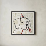 Puppy Love III by Michael Mullan. Shown in a sleek black glass frame for a contemporary gallery look. Available as an archival giclee rolled canvas, fine art paper, or poster print. SKU 16047a.