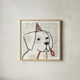 Puppy Love III by Michael Mullan. Shown in a natural wood glass frame for a timeless modern aesthetic. Available as an archival giclee rolled canvas, fine art paper, or poster print. SKU 16047a.