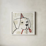 Puppy Love III by Michael Mullan. Shown in a crisp white glass frame for a clean and minimalist style. Available as an archival giclee rolled canvas, fine art paper, or poster print. SKU 16047a.