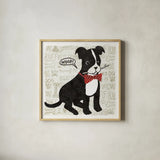 Puppy Love VI by Michael Mullan. Shown in a natural wood glass frame for a timeless modern aesthetic. Available as an archival giclee rolled canvas, fine art paper, or poster print. SKU 104066a.