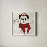 Puppy Love VII by Michael Mullan. Shown in a crisp white glass frame for a clean and minimalist style. Available as an archival giclee rolled canvas, fine art paper, or poster print. SKU 104067a.