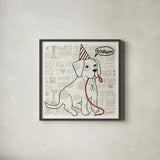 Puppy Love VIII by Michael Mullan. Shown in a sleek black glass frame for a contemporary gallery look. Available as an archival giclee rolled canvas, fine art paper, or poster print. SKU 104068a.