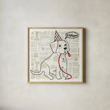 Puppy Love VIII by Michael Mullan. Shown in a natural wood glass frame for a timeless modern aesthetic. Available as an archival giclee rolled canvas, fine art paper, or poster print. SKU 104068a.