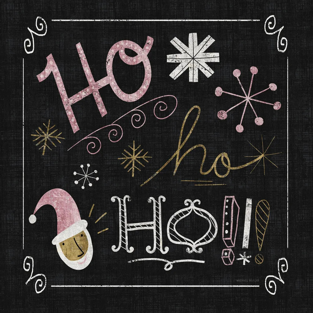 Quirky Christmas Santa Metallic by Michael Mullan. SKU 50312a. Archival Giclee Fine art print for wall decor.