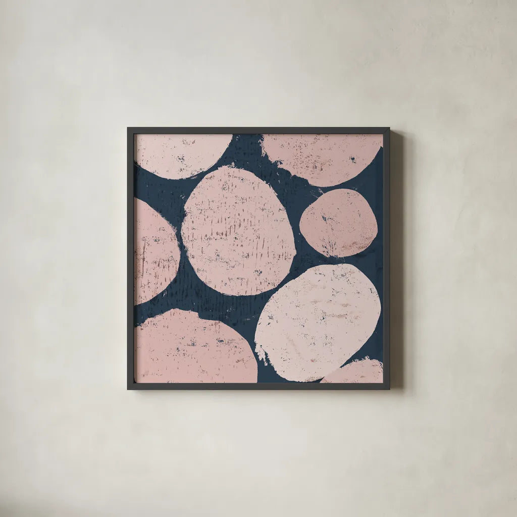 Raw Sienna IX Pink by Michael Mullan. Shown in a sleek black glass frame for a contemporary gallery look. Available as an archival giclee rolled canvas, fine art paper, or poster print. SKU 53729a.